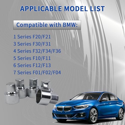 Image of 20pcs Wheel Lock Lug Nut Remover Kit Automotive Wheel Anti-Theft Screw Removal Key Socket Set Compatible with BMW