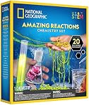 National Geographic Chemistry Ensemble pour enfants - Kit Chimie avec 20 Expériences scientifiques, faire des vers de Glowing, des solutions fizzy et plus, un cadeau de chimie pour les filles et les garçons