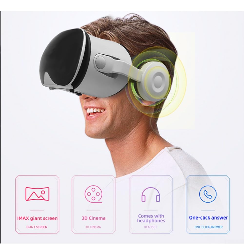 Auriculares de realidad virtual con controlador y auriculares para niños y adultos, juego de películas en 3D, gafas de realidad virtual 3D con FOV de 110° (negro)