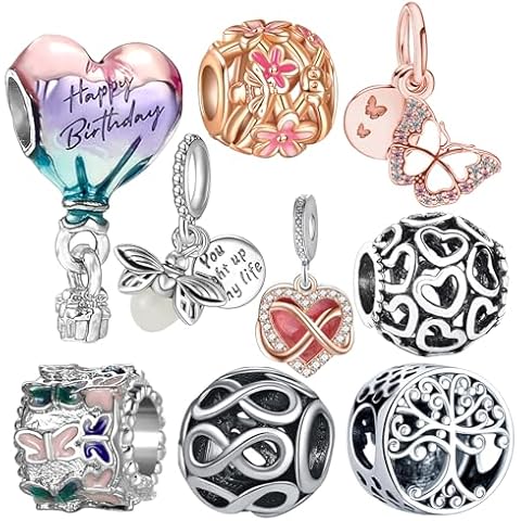 AwaFanee 9 Pack Silver Spacer Charms Cover