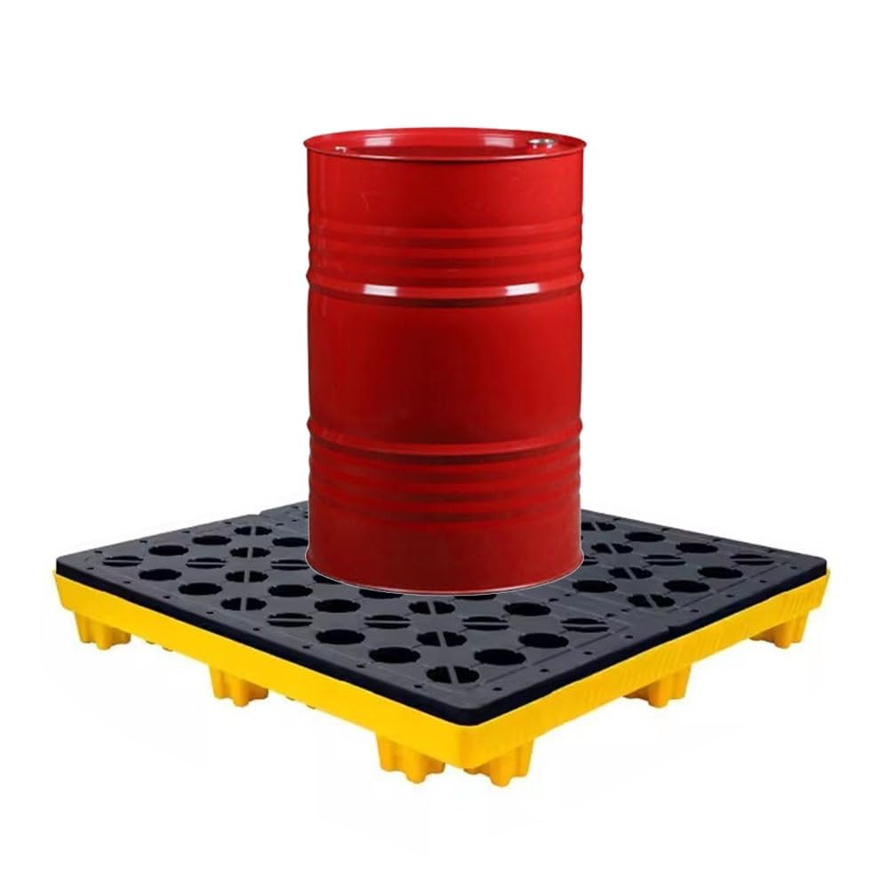 JKJZSALJ Modular Plastic Spill Containment Platform, Industrial Spill Pallet For Warehouses, 17, Heavy-Duty Design, 130X68X15Cm & 72X72X16Cm, Maximize Safety & Eff,Yellow,120 * 120 * 18cm