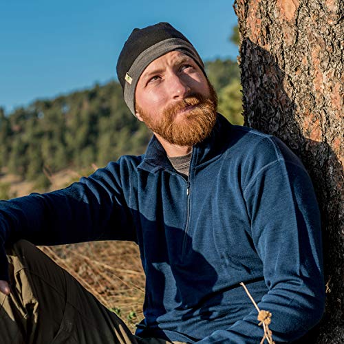 Minus33-100% Merino Wool - Isolation Men’s Midweight Quarter Zip - Warm Pullover - Outdoor Recreation Sweater - No Itch Renewable Fabric - Black - Large #TOP3