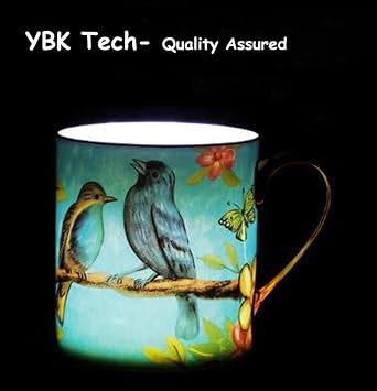 Bone China Teacup, 12oz- Birds& Trees (Blue)