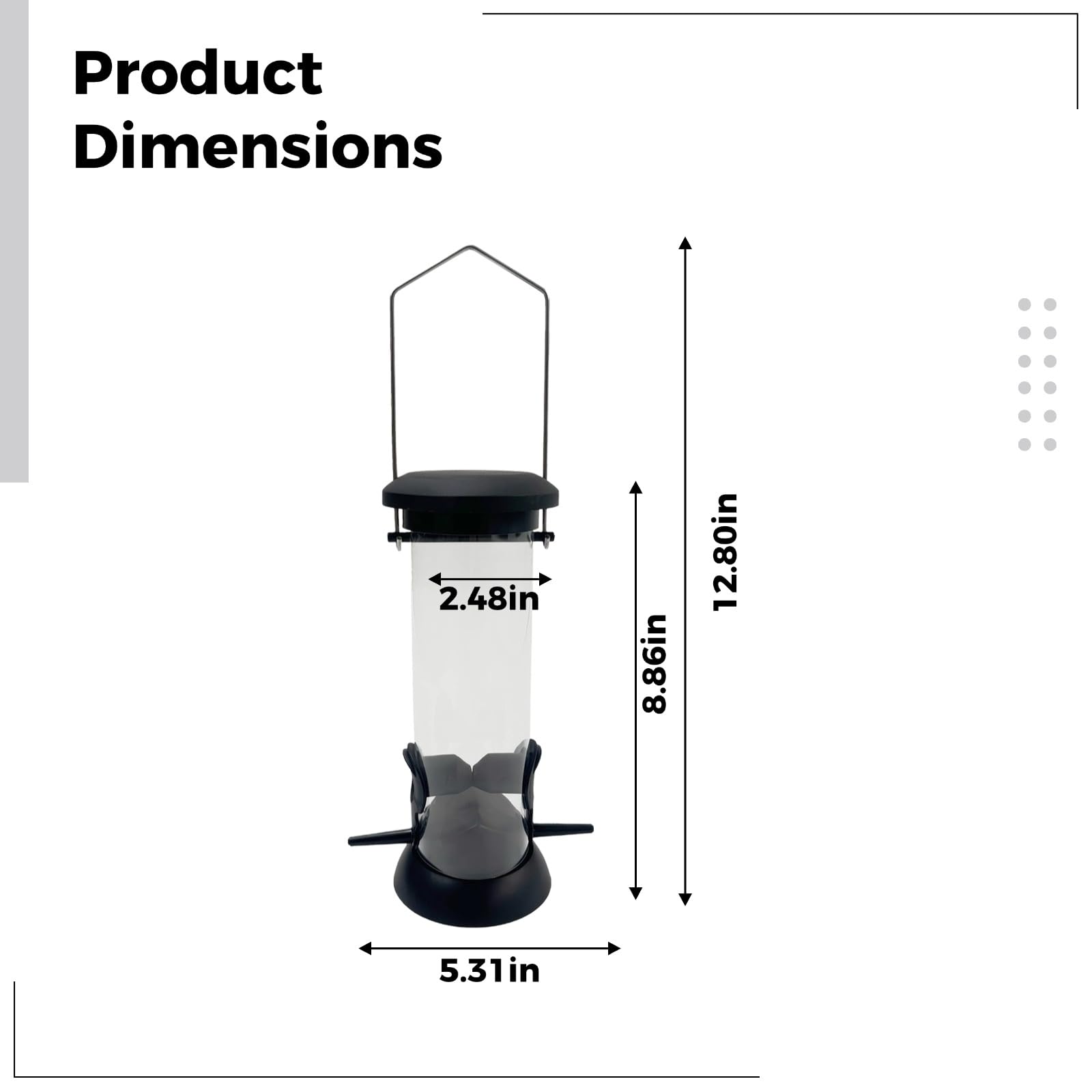 2 mangiatoie per uccelli da appendere all'esterno, con dispenser automatico e tubo trasparente, 13,5 x 9 x 32,5 cm, per uccelli selvatici