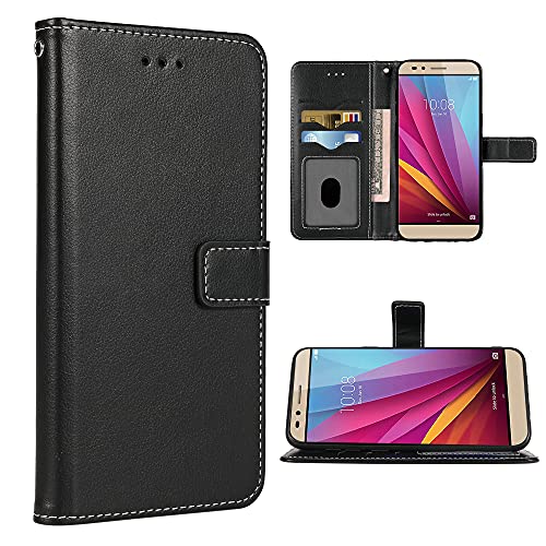 FDCWTSH Compatible with Huawei Honor 5X Wallet Case Wrist Strap Lanyard Leather Flip Cover Card Holder Stand Cell Accessories Folio Phone Cases for Hwauei Play 5X Huawei GR5 Women Men Black
