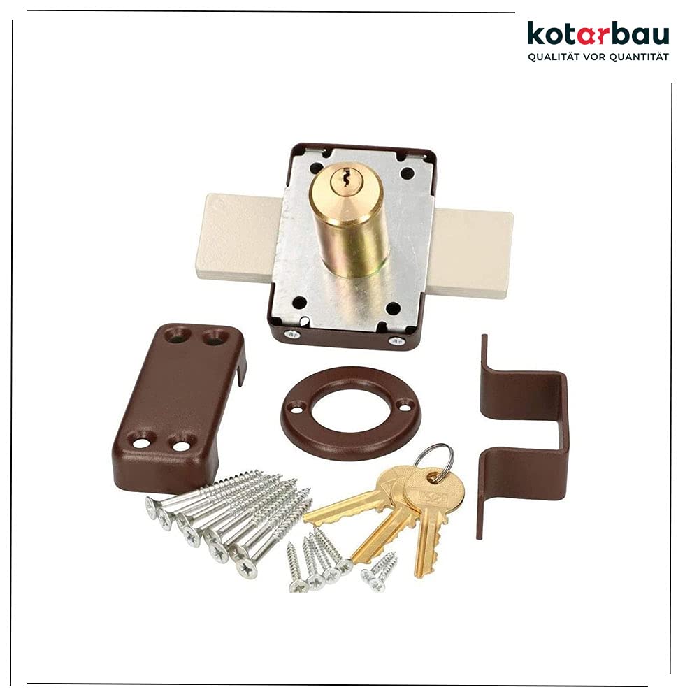 KOTARBAU® Aufschraubschloss 140 mm Kastenschloss Zustazschloss Türschloss Profilzylidner Türzusatzschloss Schloss Garagenschloss Torschloss Braun Top