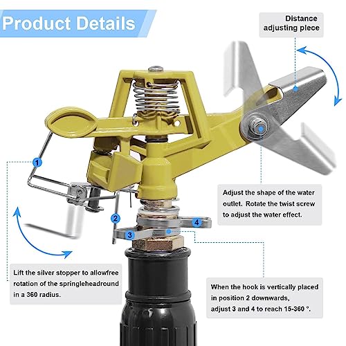 image for Youding Garden Sprinkler Tripod, 360°Automatic Rotating Water Sprinkl
