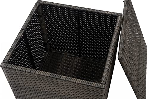 D&F Design Jackson Indoor & Outdoor Pe Wicker Cube Side Table With Storage, Patio Resin Rattan End Table Square Container For Furniture Covers, Toys And Gardening Tools Brown #TOP4