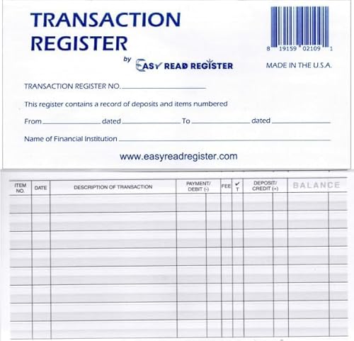 Easy Read Register ERR-3928 Checkbook Registers, Made In The Usa thumb #4