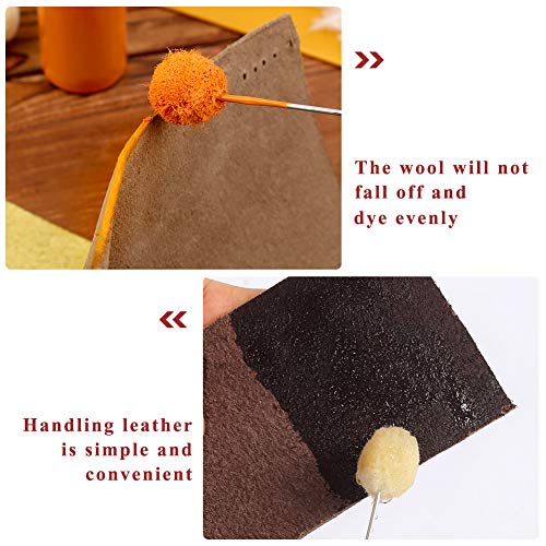 BUTUZE 75 Pcs Wool Daubers Wool Daubers Ball Brush Leather Dye Tool with Metal Handle Wool Daubers for Leather Dyes for DIY Crafts Projects