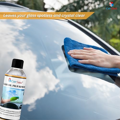 Image of CAR SAAZ Car Windshield Cleaner Oil Film Remover for Glass (Pack of 2) 100ml Each | Removes Water Spots & Grime on Windshield, Mirrors & Windows