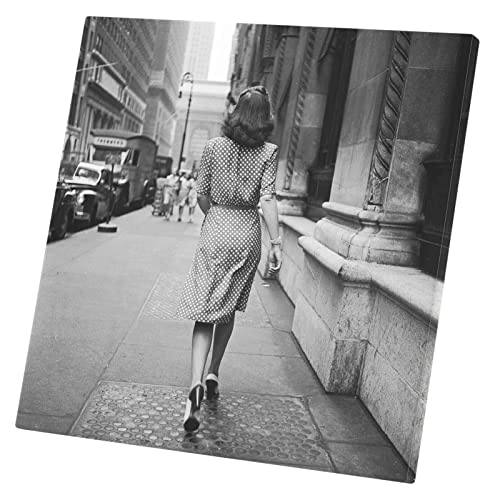 Photo Vintage New York 1930 Tableau Toile Imprimée Femme Élégante Déco Murale 60x60