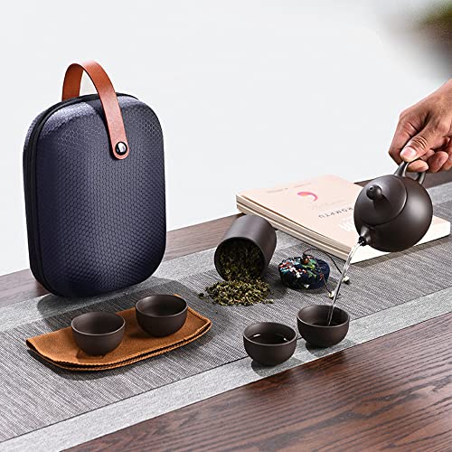 Portable Travel Chinese Kungfu Zisha Tea Set, 100% Handmade Purple Clay Teapot Teacups, Traditonal Chinese Tea Pot Style - Purple Clay Teapot Teacups For Travel, Home, Gifting #TOP6