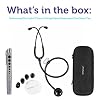 White Coat Dual Head Stethoscope, Lightweight and Acoustical with Protective Case Jet Black Plus LED Pen Light Pupil Gauge