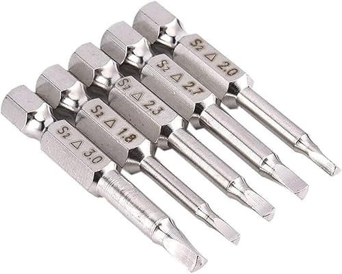 Bestgle 5 Pcs Magnetic Triangle Head Screwdriver Bit Set 1/4 Inch Hex Shank S2 Steel Triangular Tips Screw Driver Bits Electric Power DIY Hand Tool Accessory 1.8mm, 2mm, 2.3mm, 2.7mm, 3mm, 50mm Length