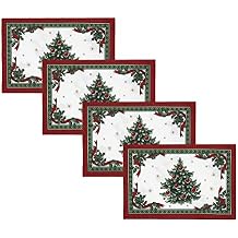 Elrene Home Fashions Villeroy & Boch Toys Delight Reversible Christmas Fabric Placemats, 13 Inches x 19 Inches, Set of 4