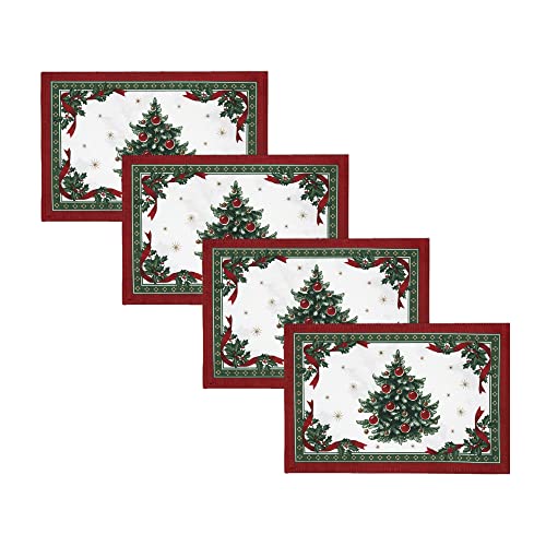 Elrene Home Fashions Villeroy & Boch Toy's Delight Reversible Christmas Fabric Placemats, 13 Inches x 19 Inches, Set of 4