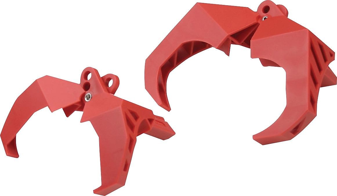 Accuform KDD442 STOPOUT Ball Valve Lockout, Fits Ball Valve 3/8" to 1-1/4", Hinged Plastic Gull-Wing Housing, Red