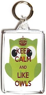 Keep Calm and Like Owls - Double Sided Large Keyring