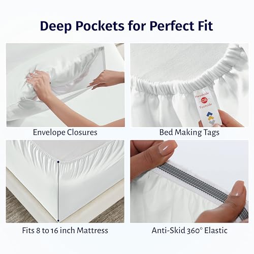 Image of California Design Den Egyptian Percale Sheet Set Queen Size - Certified 100% Egyptian Cotton, Lightweight Percale Cotton Sheets Queen Size with Deep Pockets, Crisp & Durable Bedding Set - Silver