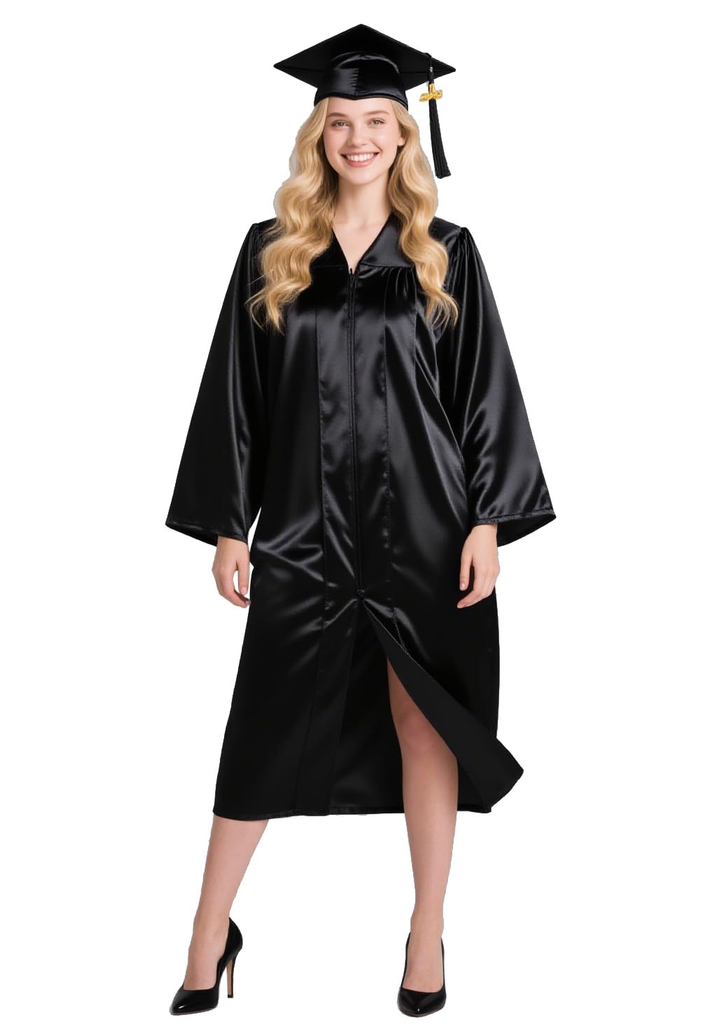 GradPlaza Shiny Graduation Cap and Gown 2026 Year Charm Tassel Set for Middle High School College Commencement