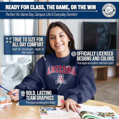 Image of NCAA College Sweatshirt Fleece Crewneck Pullover for Men and Women | Officially licensed NCAA college gameday crewneck pullover - 9 oz fleece lined sweatshirt with arch and logo design