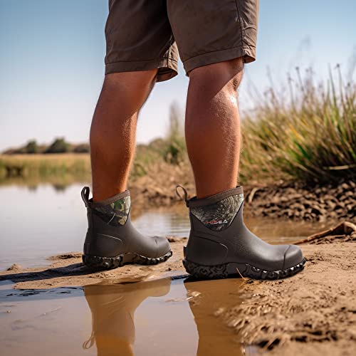 HISEA Men's Rubber Boots Ankle Rain Boots Waterproof Outdoor Mud Bootie for Lawn and Garden4