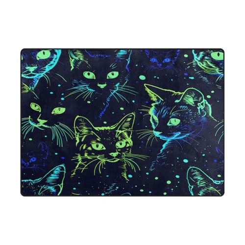 Tapis de sol chat graffiti fluo avec structure métallique stable - 2