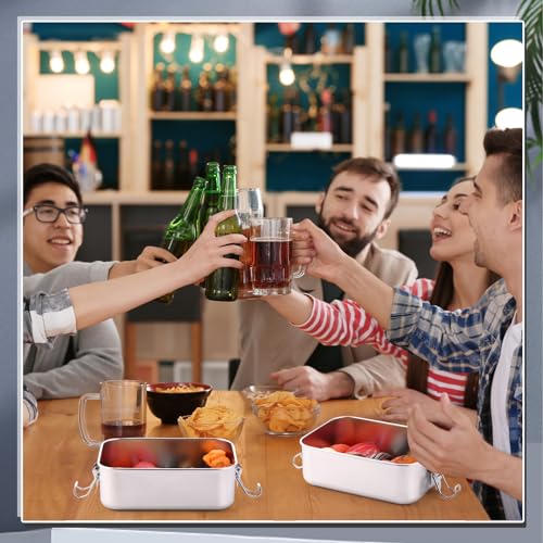 Pojemniki na lunch ze stali nierdzewnej, szczelne, wielokrotnego użytku, z zamykanymi klipsami, do pracy i na piknik, kompaktowa i przenośna konstrukcja