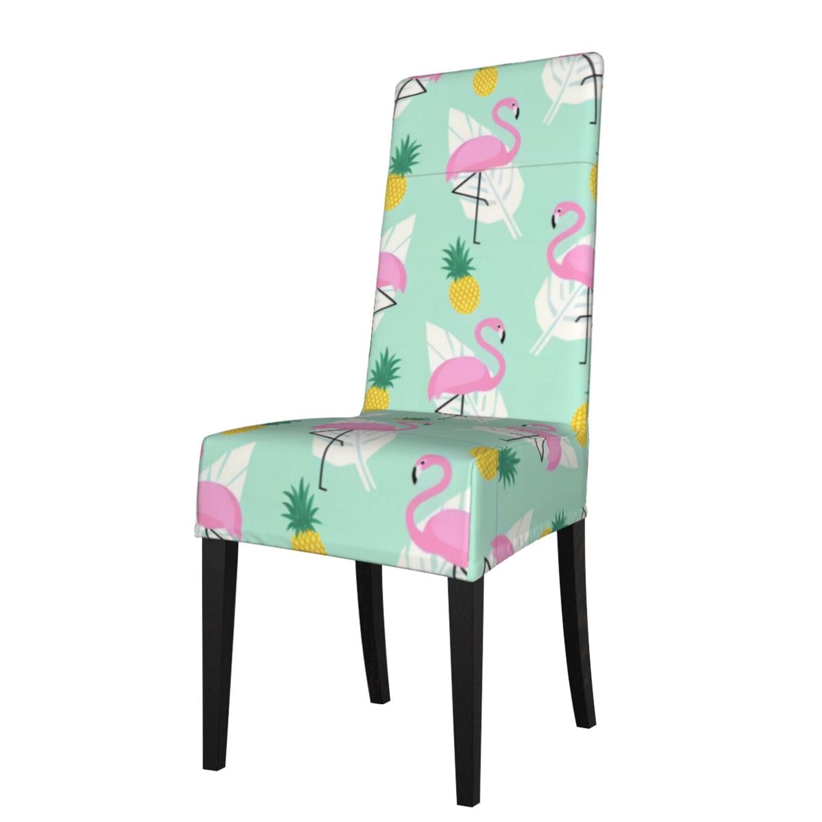YYHHAOFA pink flamingo pineapples Prints Dining Chair Throw Covers Stretchable & Wrinkle-Free for Refreshing Your Furniture