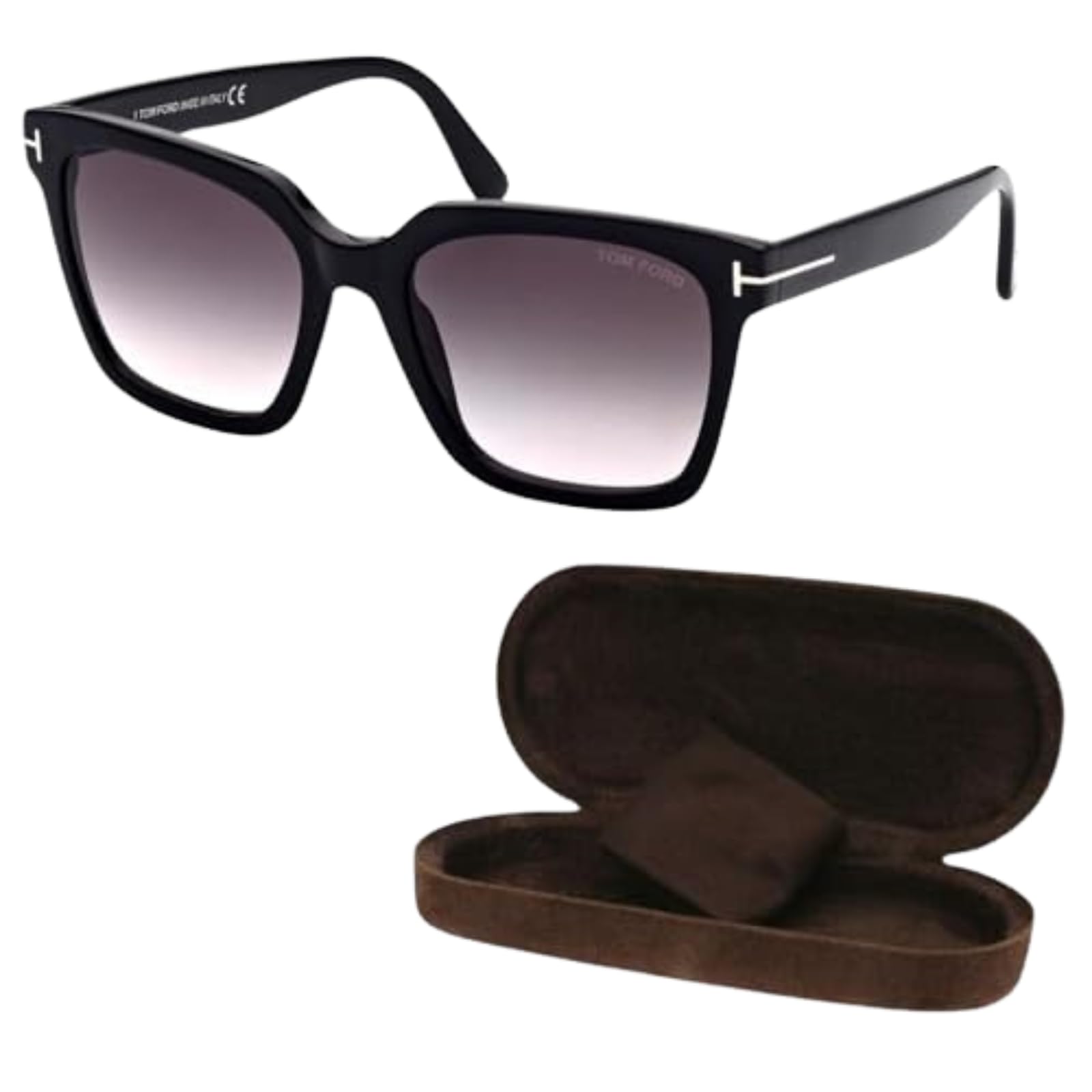 Tom Ford FT0952 SELBY Square Shape Sunglasses Bundle With eSHADES Eyewear Cleaning Kit 55 mm Shiny Black 55