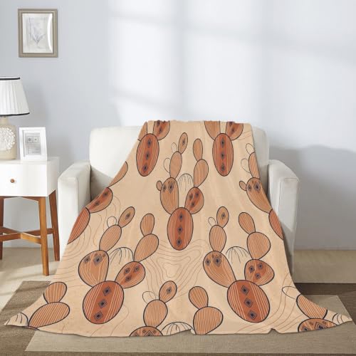 Couverture cactus marron compacte et pelucheuse au motif géométrique ovale - 7