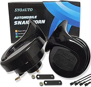 SYOAUTO Car Horn Truck Horn 12V Horn Waterproof High Low Tone Universal Fit Super Loud Electric Snail Horn 12V Horn Kit Replacement Horns