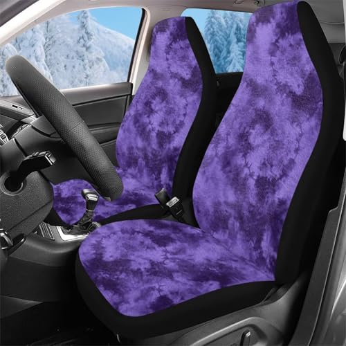 Housses de siège de voiture avant violet tie-dye pour berlines et SUV - Lot de 2