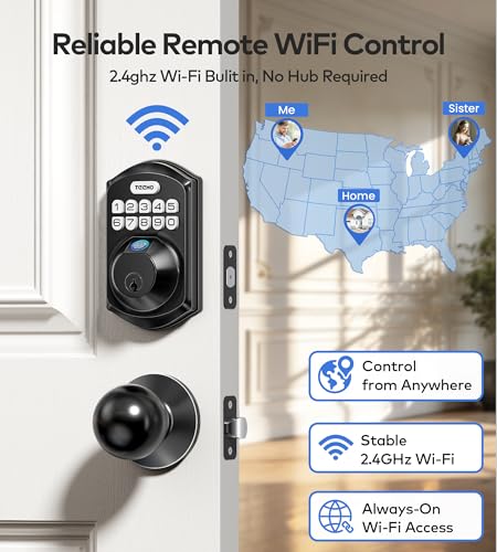 TEEHO TE012W-K WiFi Smart Keyless Entry Door Lock w/ Knob (Matte Black) 47.99 + Free Shipping + 40% Off Code FVUM4RKZ - image 2
