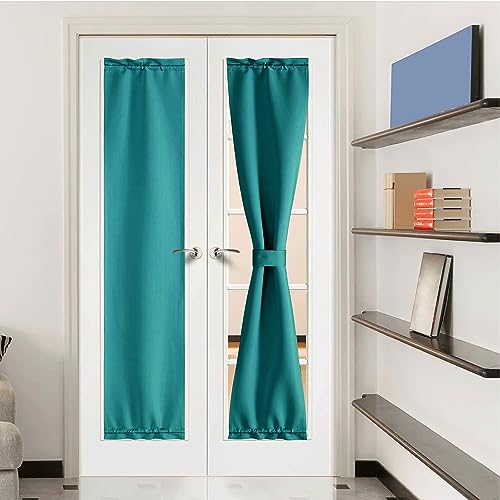 NICETOWN Door Curtain Panel - Front Door Side Light Block Privacy Protect Decoration for Front/Back Entry Way Adjustable Size Dual Rod Pocket Top, 12