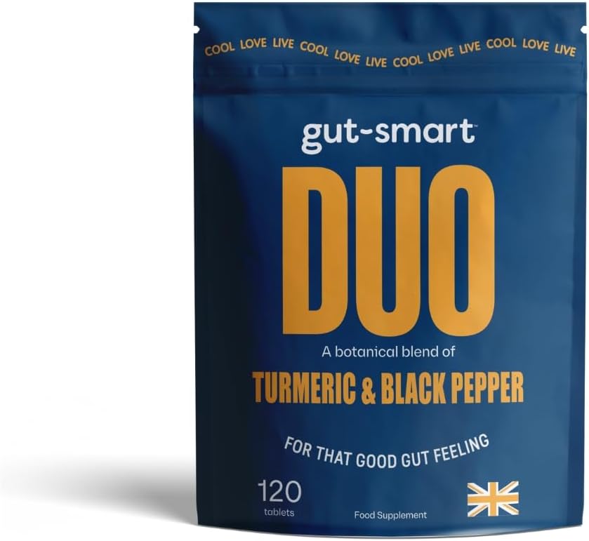 Gut–Smart DUO, 120 x Tiny Tablets, Botanical Blend of Turmeric & Black Pepper, Gut Health and Inflammation, Natural Supplements for Healthy Digestion