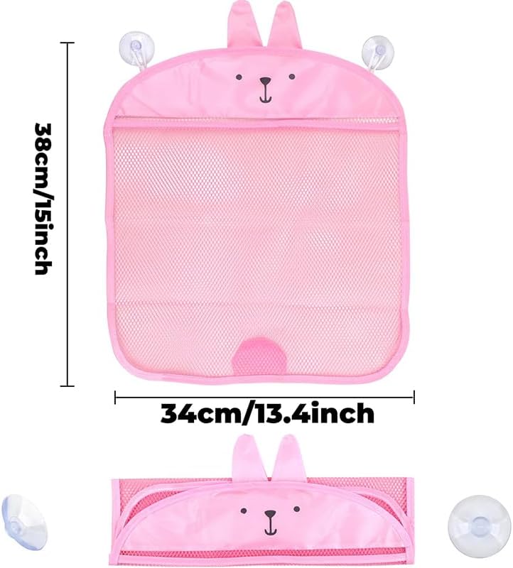 Toy Storage Bag Quick-Drying Storage Net Bathroom Toy Hanging Bag Cute Bathroom Hanging Bag with Two Suction Cups