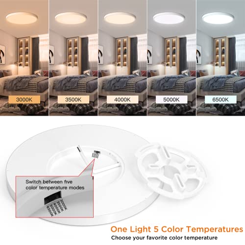 TALOYA Flush Mount Light Fixture, 6 Pack of 20W 12 Inch 0.94 Inch Thickness, 5 Color Setting Options -3000K/3500K/4000K/5000K/6500K, Led Ceiling Lamp for Bedroom Hallway Basement Closet Utility Office by TALOYA - Image 2