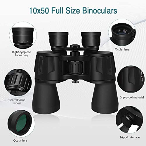 Vfunix 10 X 50 Powerful Binoculars For Adults Durable Full-Size Clear Binoculars For Bird Watching Travel Sightseeing Hunting Wildlife Watching Outdoor Sports Games And Concerts (Bi001) #TOP7