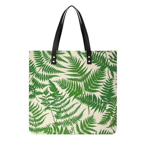 Fern Green Plant Large Leather Handbags Women Fashion Handbag Multifunctional Travel Bag It Is A Great Gift for Mothers, Teachers, Friends, Bridesmaids