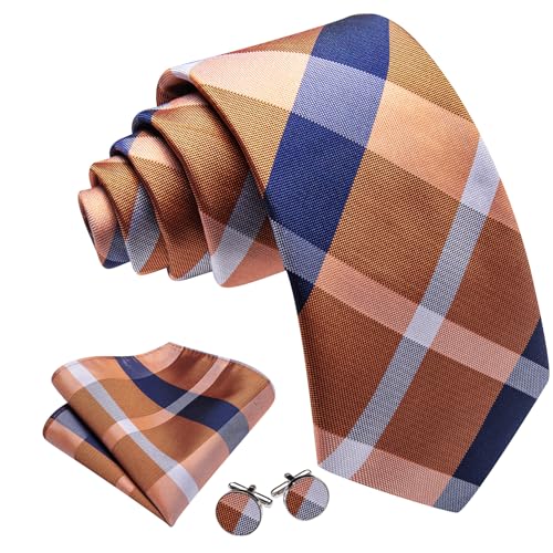 Image of Barry.Wang Men Ties Paisley Woven Silk Necktie Set with Pocket Suqare Cufflinks Formal