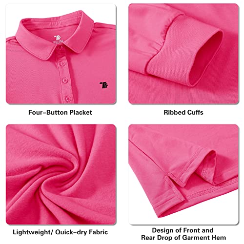 Mofiz Long Sleeve Golf Polo Shirts For Women Stand Up Collar Thermal Fleece Womens Tank Top Rose Red Medium #TOP3