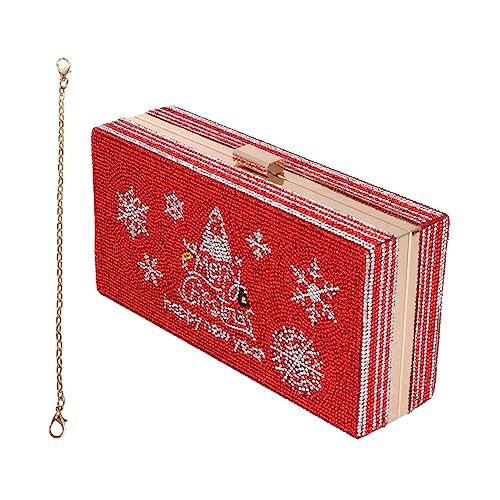 Pochette Charmante pour Femme et Sac Bandoulière Élégant Rouge à Strass