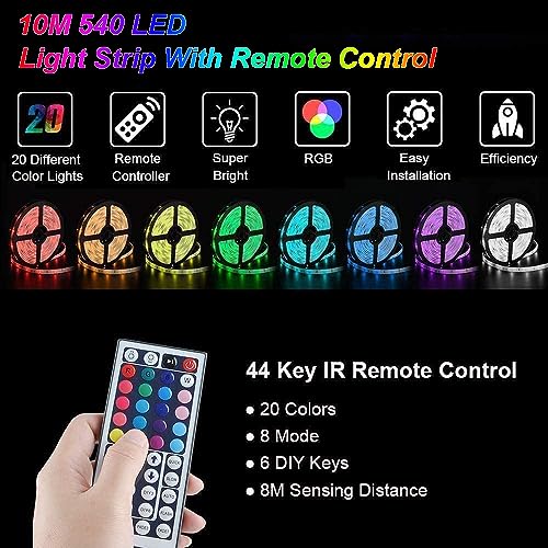 Image of One94Store Plastic Smart Remote 5050 Rgb Led Strip Light 10M 540 Led Flexible Multicolor Lighting With Usb Controller For Tv Backlight, Bedroom, Diwali, Ceiling&Home Decor (10 Meter, 54 Led /M)