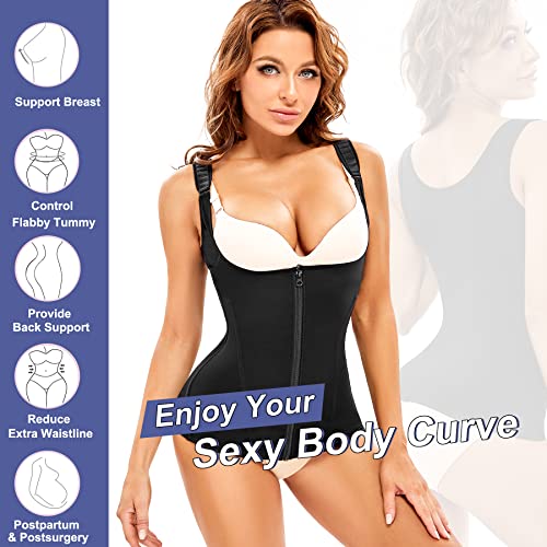 Meryosz Waist Trainer Tummy Control Shapewear Belly Trimmer Corset Zipper Stomach Cincher Body Shaper Compression Girdles (Black,M) #TOP3