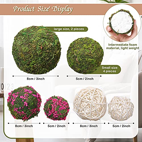 18 Pcs Moss Decorative Balls Wicker Rattan Cord Balls Set, Vase Bowl Filler Balls Hanging Balls For Christmas Centerpieces Home Tree Garden Wedding Party Coffee Table #TOP1