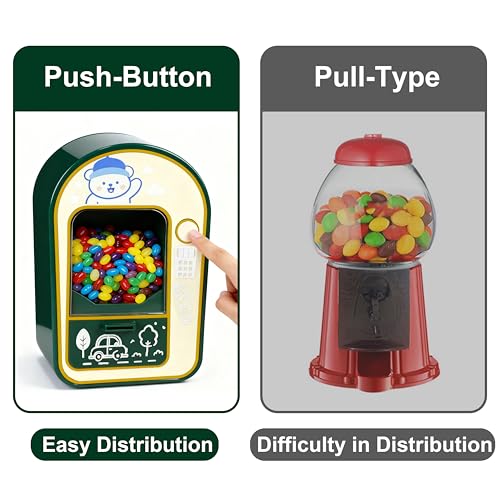 Candy Dispenser, Mini Vending Machine for Desktop, Push-Button Type Manual Candy Machine Dispenser, for Suitable Mini Candies, Chocolate Beans, Suit Festival Gifts for Girls or Boy, Green - Thumbnail 4
