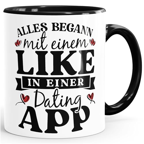 MoonWorks® Kaffee-Tasse Alles begann mit einem Like in einer Dating App...
