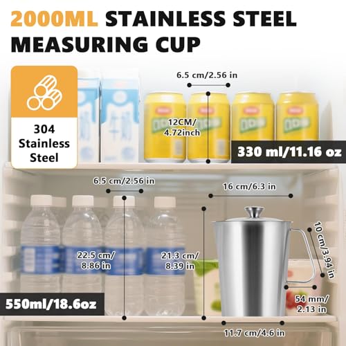 Vaso medidor de acero inoxidable con tapa 2L miniatura 2